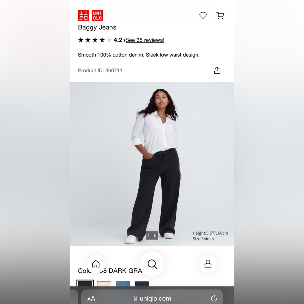 uniqlo low rise baggy jeans